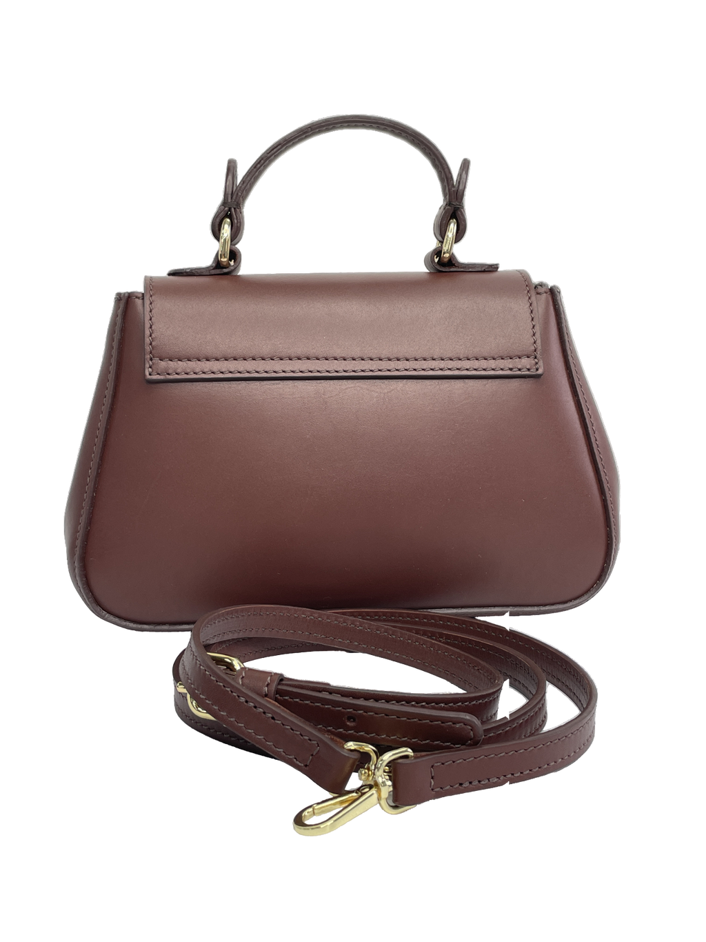 Tusting Handmade in England Brown Leather Mini Holly Crossbody Bag With Top Handle
