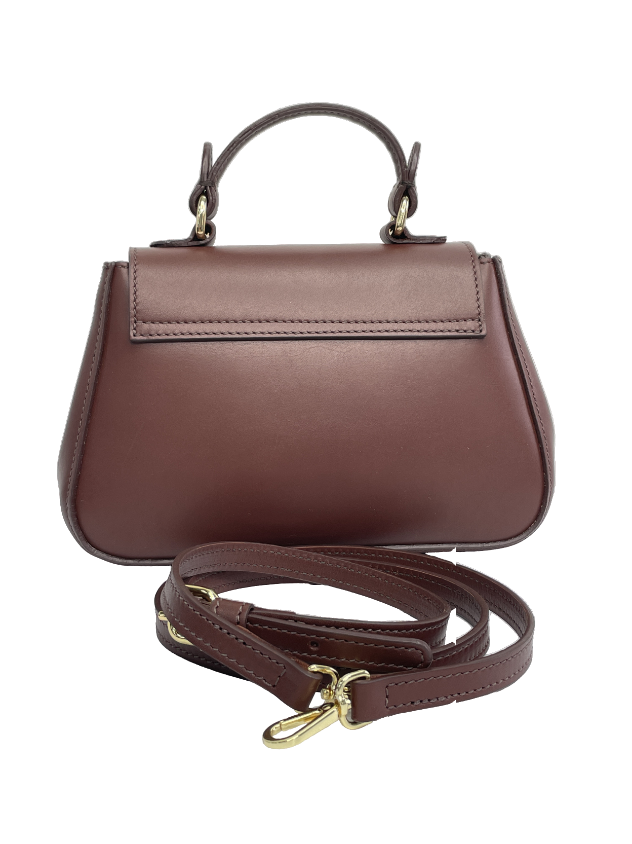 Tusting Handmade in England Brown Leather Mini Holly Crossbody Bag With Top Handle