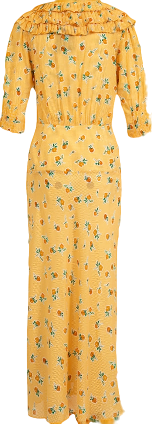 Rixo Yellow Belle Floral Silk-blend Maxi Dress UK L