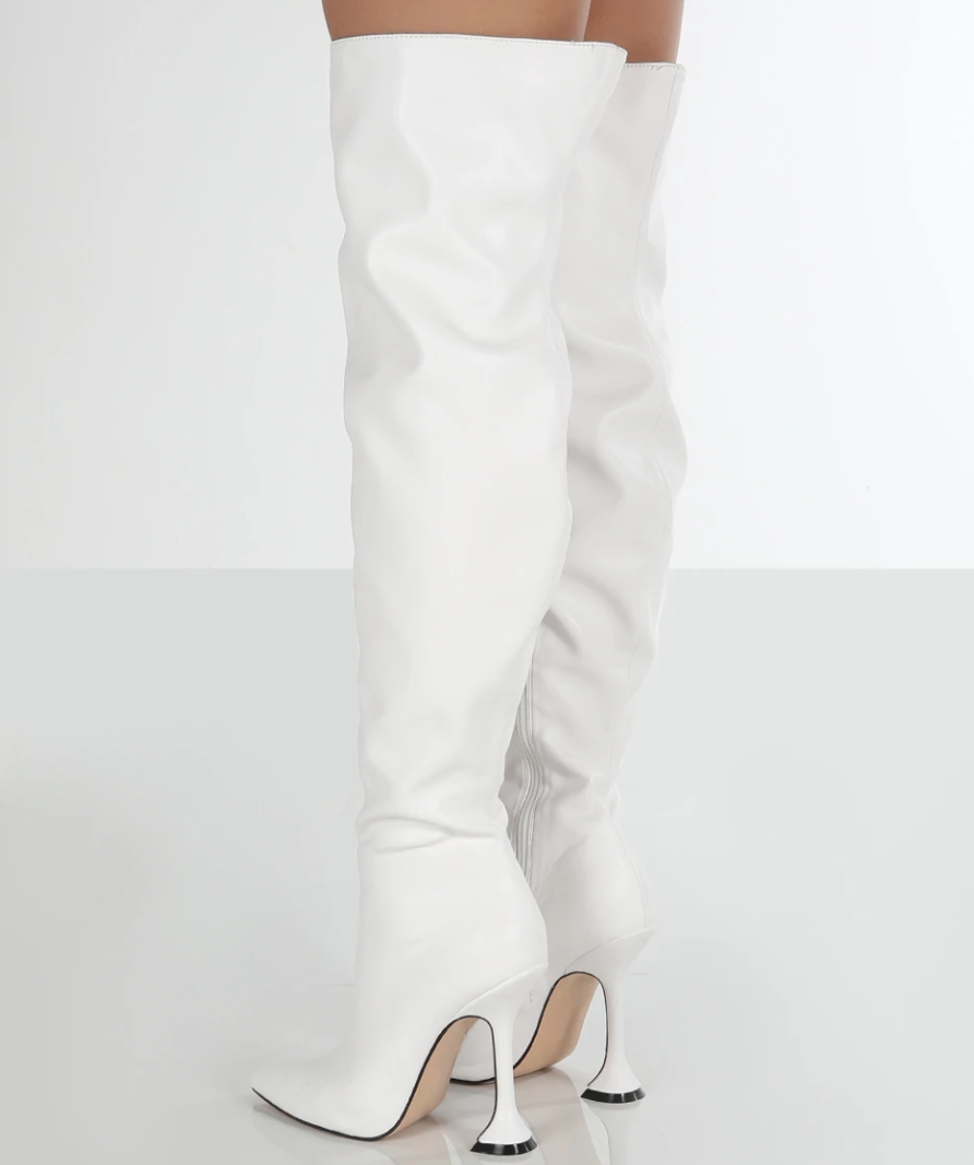 Public desire white knee high heels EU 41 UK 8