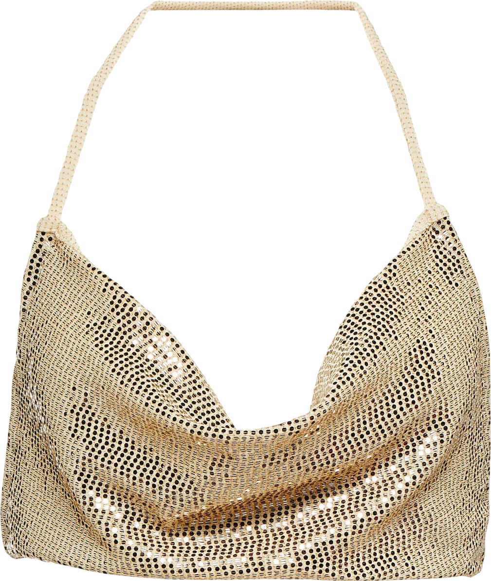 Dodo Bar Or Metallic Gold Sequined Halterneck Bralette UK 10