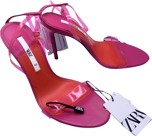 ZARA Pink Plastic Strap Heel Sandals UK 7 EU 40 👠