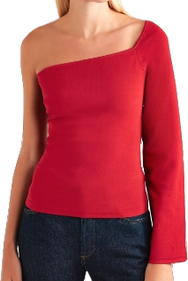 Solace London Red One-shoulder Stretch-knit Top BNWT UK 10