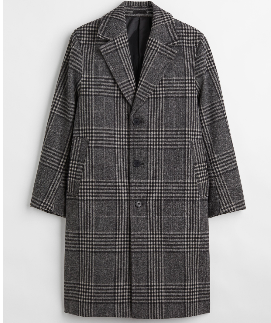 H&M grey oversized wool-blend coat UK S