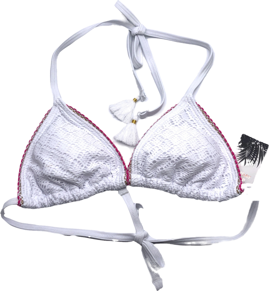 New Look White Crochet Triangle Bikini Top UK 6