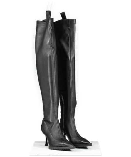 SMFK Black Night Flower Sheepskin Tall Boots UK 3.5 EU 36.5 👠 - 7527056867518_Front+1_Reliked.png