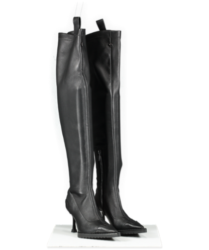 SMFK Black Night Flower Sheepskin Tall Boots UK 3.5 EU 36.5 👠 - 7527056867518_Front+1_Reliked.png