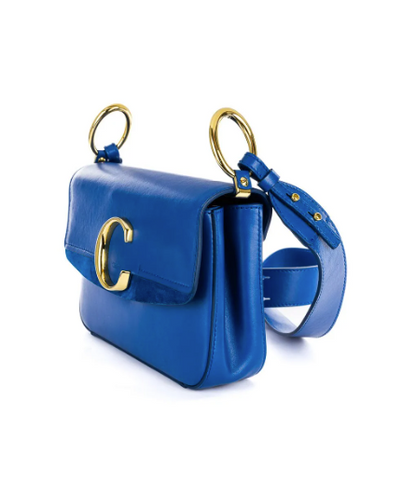 CHLOÉ “C” Blue Double Carry Bag Top Handle/Crossbody bag