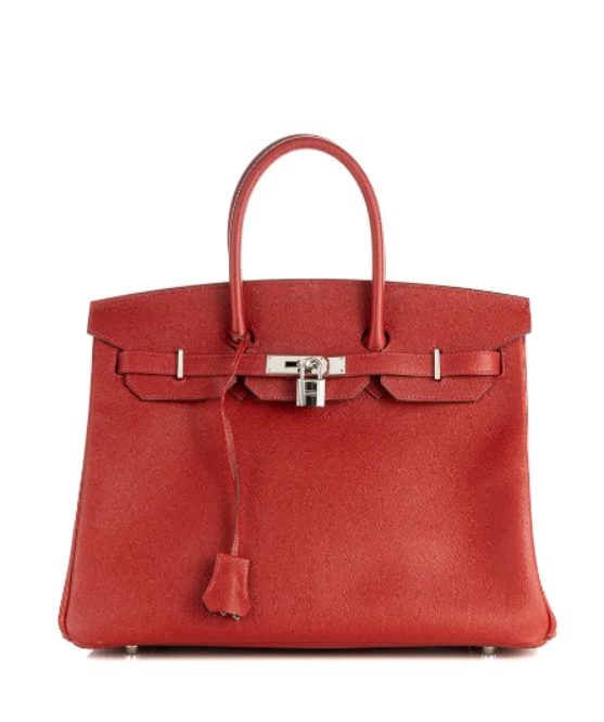 Hermès Birkin 35 Rouge Epsom Leather Handbag with Palladium Hardware