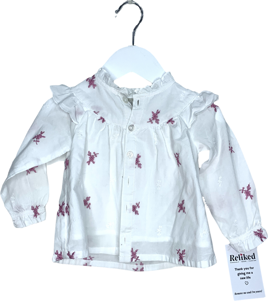 Primark White Frill Embroidered Blouse 6-9 Months