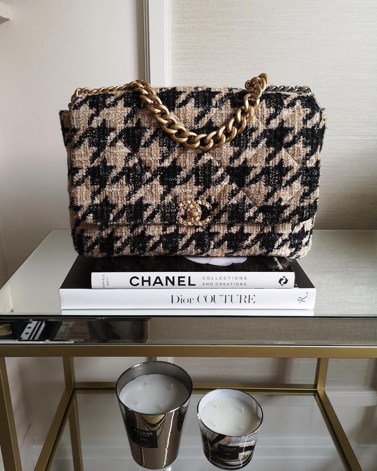 Chanel 19 Black / Beige Tweed Maxi Flap Bag