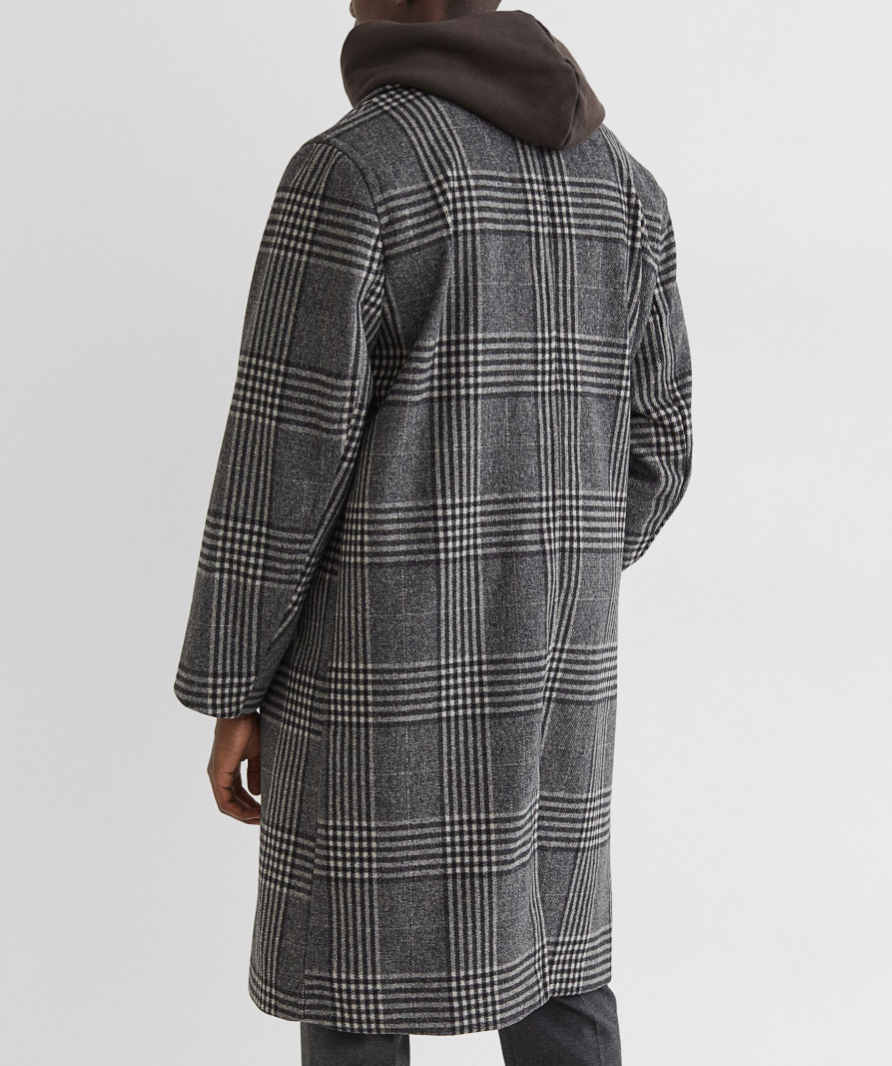 H&M grey oversized wool-blend coat UK S