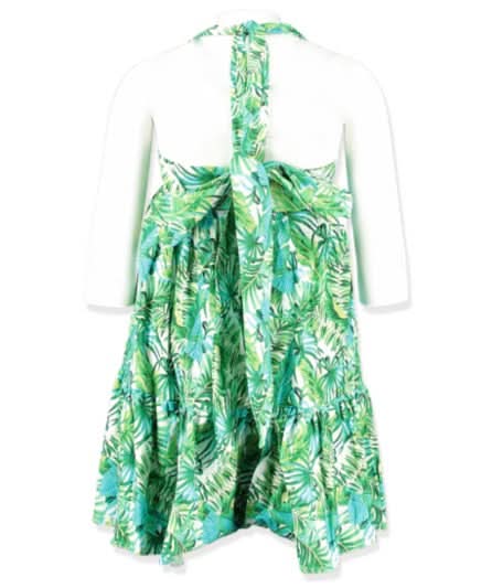 Milanya green tropical print halter neck mini dress UK S