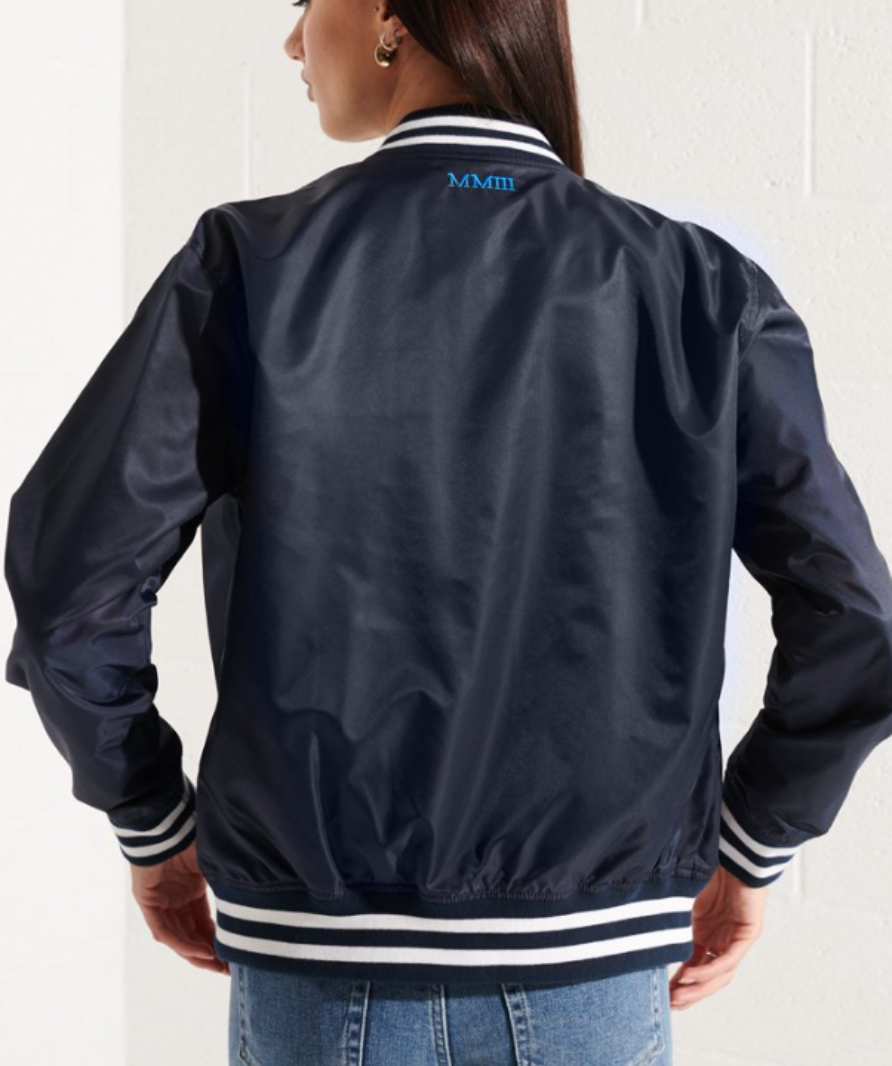 superdry deep navy classic varsity baseball jacket uk l