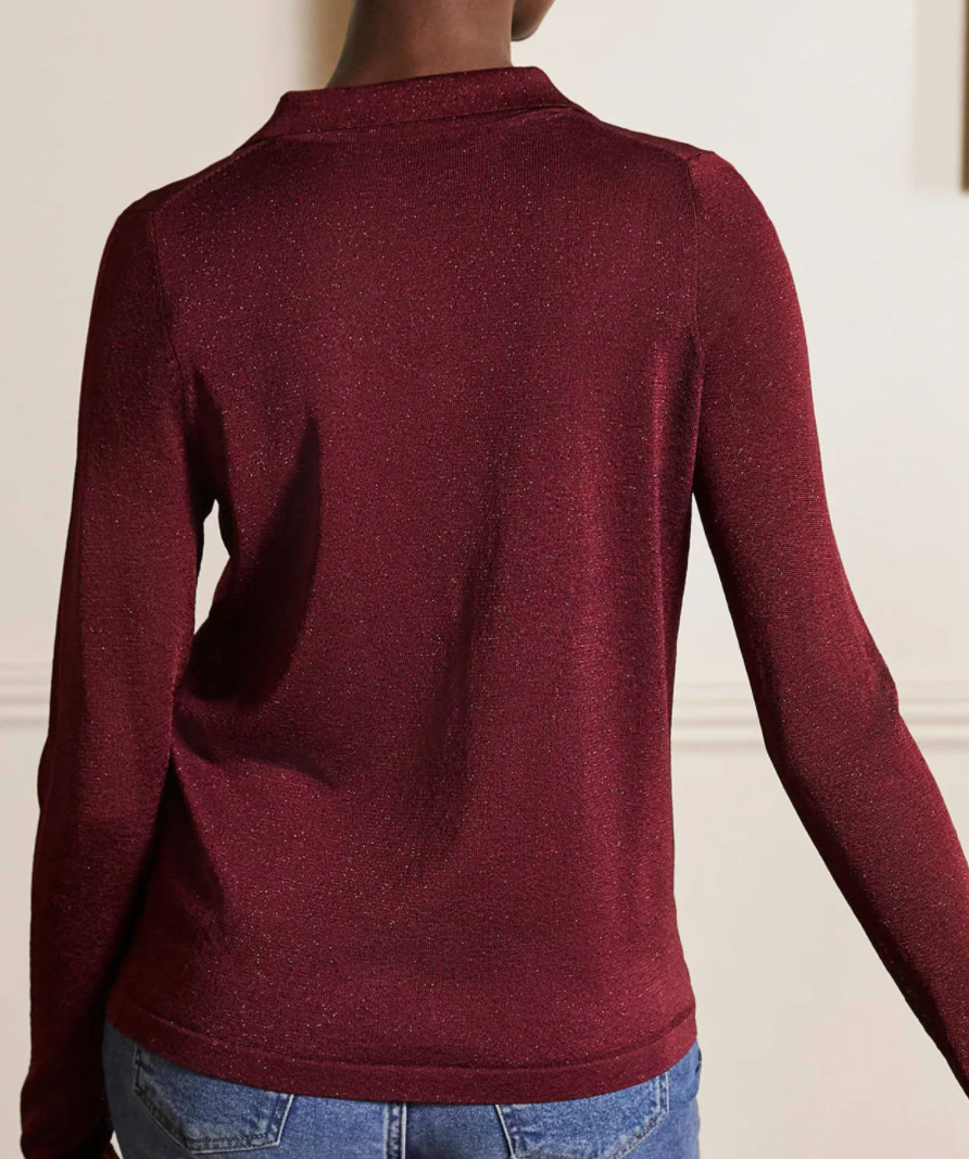 Boden Knitted Sparkle Shirt - Pom Pom Metallic- UK 8