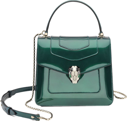 BVLGARI Green Polished Leather  Serpenti Forever Top-handle Bag