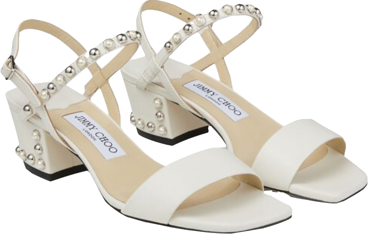 Jimmy Choo Cream AADRA 45 Pearl Embellished Nappa Leather Sandals UK 4.5 EU 37.5 👠