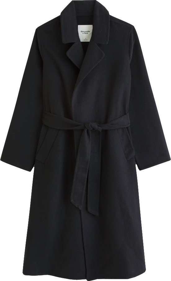 Abercrombie & Fitch Black Wool-blend Belted Blanket Coat UK XL