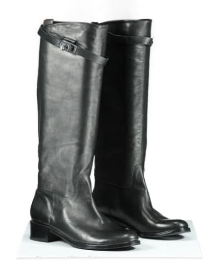 Hermès Black Leather Knee Length Riding Boots UK 5 EU 38 👠