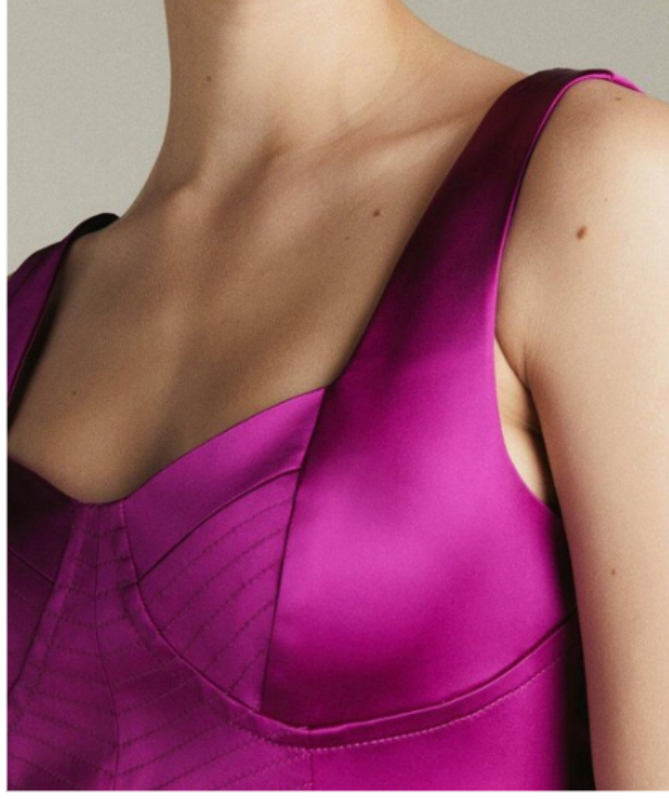 KAREN MILLEN MAGENTA SATIN BUSTIER PENCIL DRESS UK 6