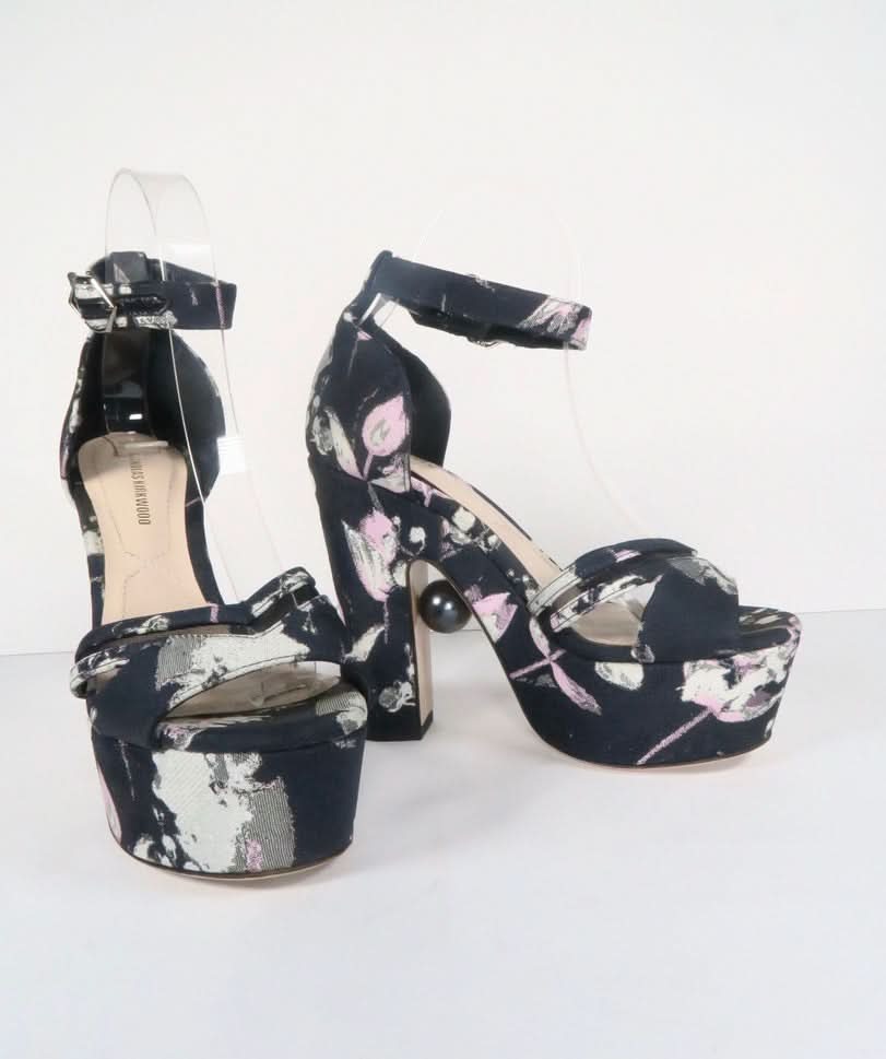 NICHOLAS KIRKWOOD BLUE 'JACQUARD' PLATFORM Strap SANDAL UK 3.5