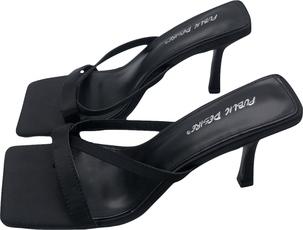 Public Desire Black Strappy mule Sandals UK 7 EU 40 👠