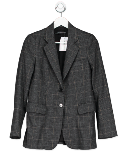 Zara Dark Grey Checked Blazer UK XS