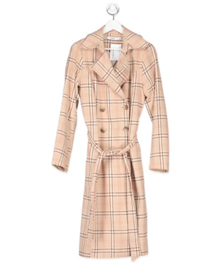 JustFab Nude Checkered Trench Coat UK S