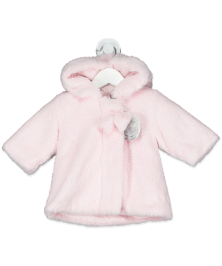ABSORBA Pink Faux fur coat with bow UK 3mths