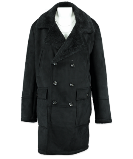 River Island black faux suede coat UK M