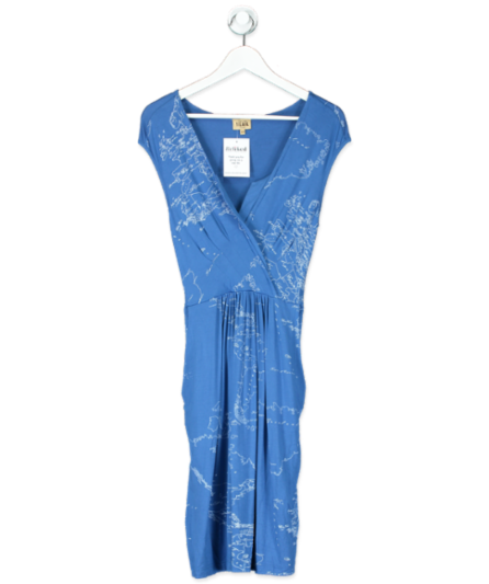 ALVIERO MARTINI Blue Classe Map Jersey Dress UK 10