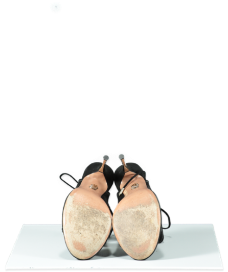 Aquazzura Black Suede Lace Up Heels With Gold Heel - UK 8 EU 41 👠