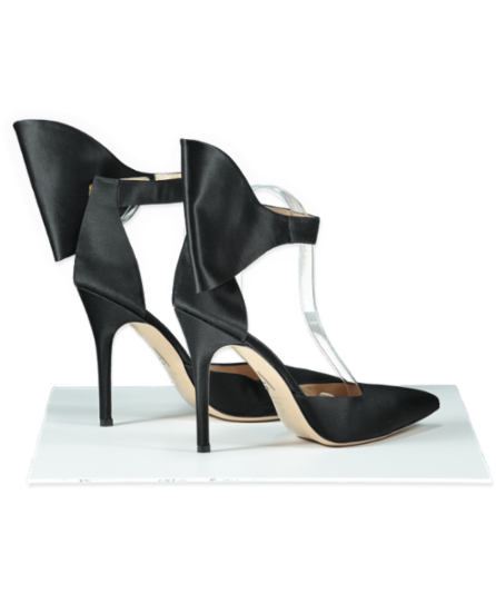 By Anabelle Black Satin Bow Detail Court Heels UK 8 EU 41 👠