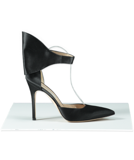 By Anabelle Black Satin Bow Detail Court Heels UK 8 EU 41 👠