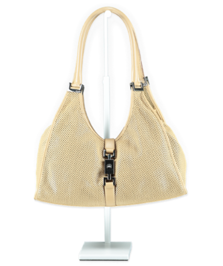 Gucci Beige Perforated Leather Jackie Shoulder Bag