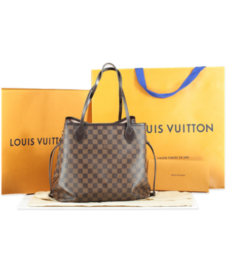 Louis Vuitton Brown Bag Neverfull Mm Damier Ebene Tote Rose Ballerine Pink