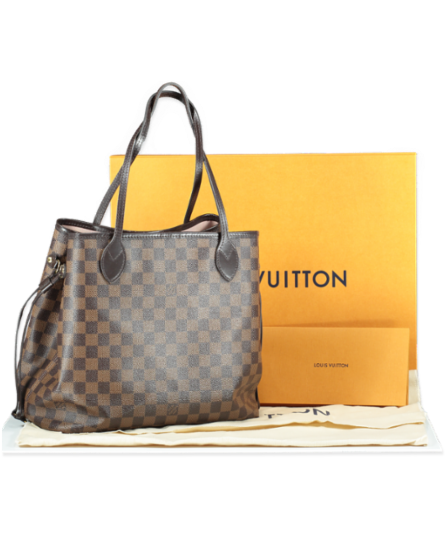 Louis Vuitton Brown Bag Neverfull Mm Damier Ebene Tote Rose Ballerine Pink