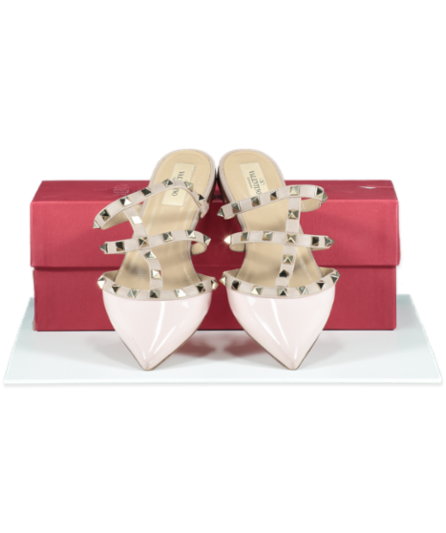 Valentino Garavani Pink Rockstud Patent Leather Mules UK 6 EU 39 👠