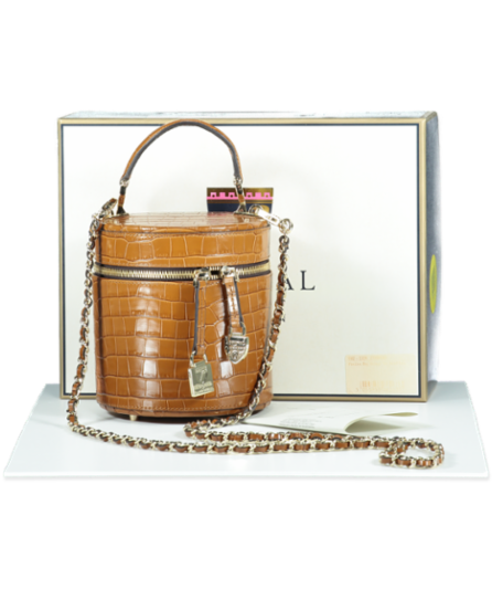 Aspinal Of London Brown Pandora Crocodile-embossed Leather Bag