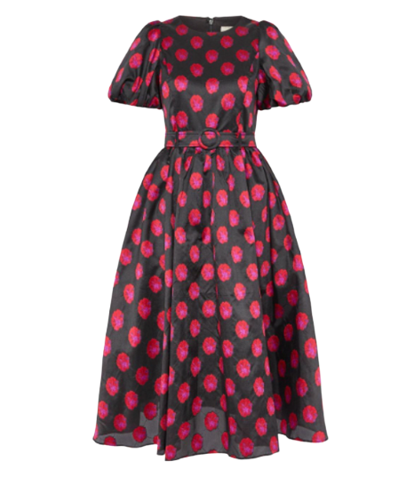 COAST BLACK/RED FLORAL PUFF SLEEVE DRESS UK 8