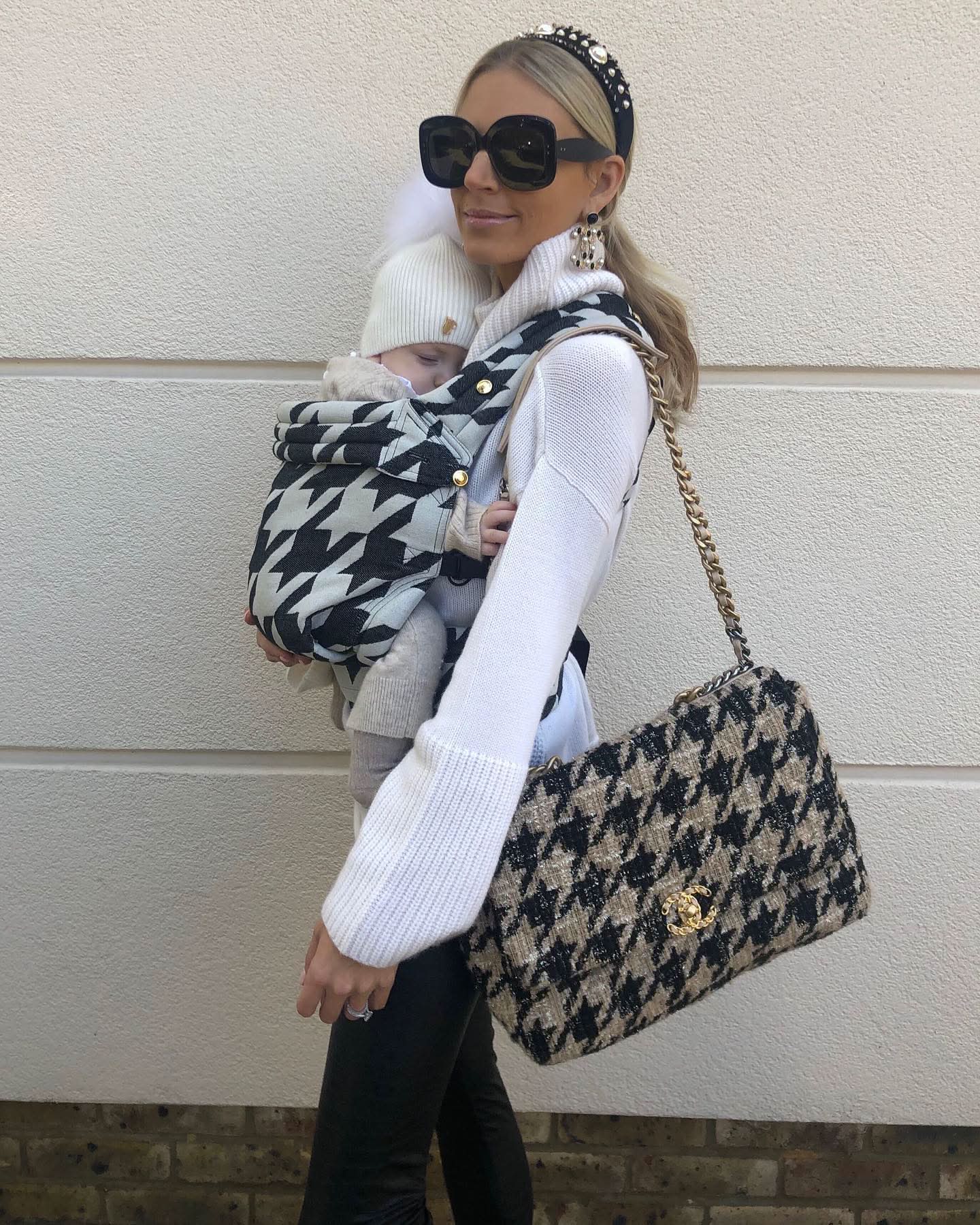 Chanel 19 Black / Beige Tweed Maxi Flap Bag