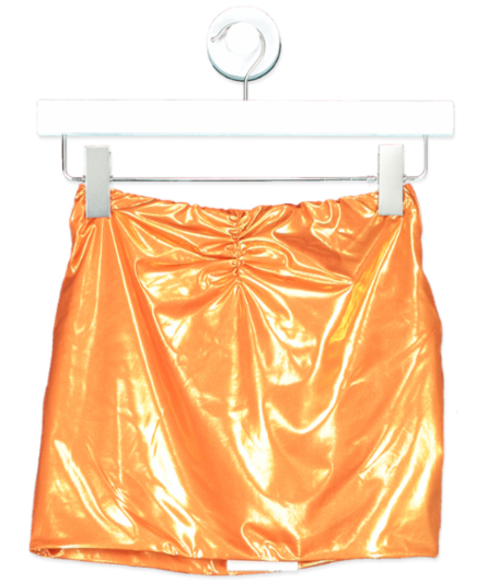 Alessandra Rich Orange Laminated Lycra Mini Skirt UK 10