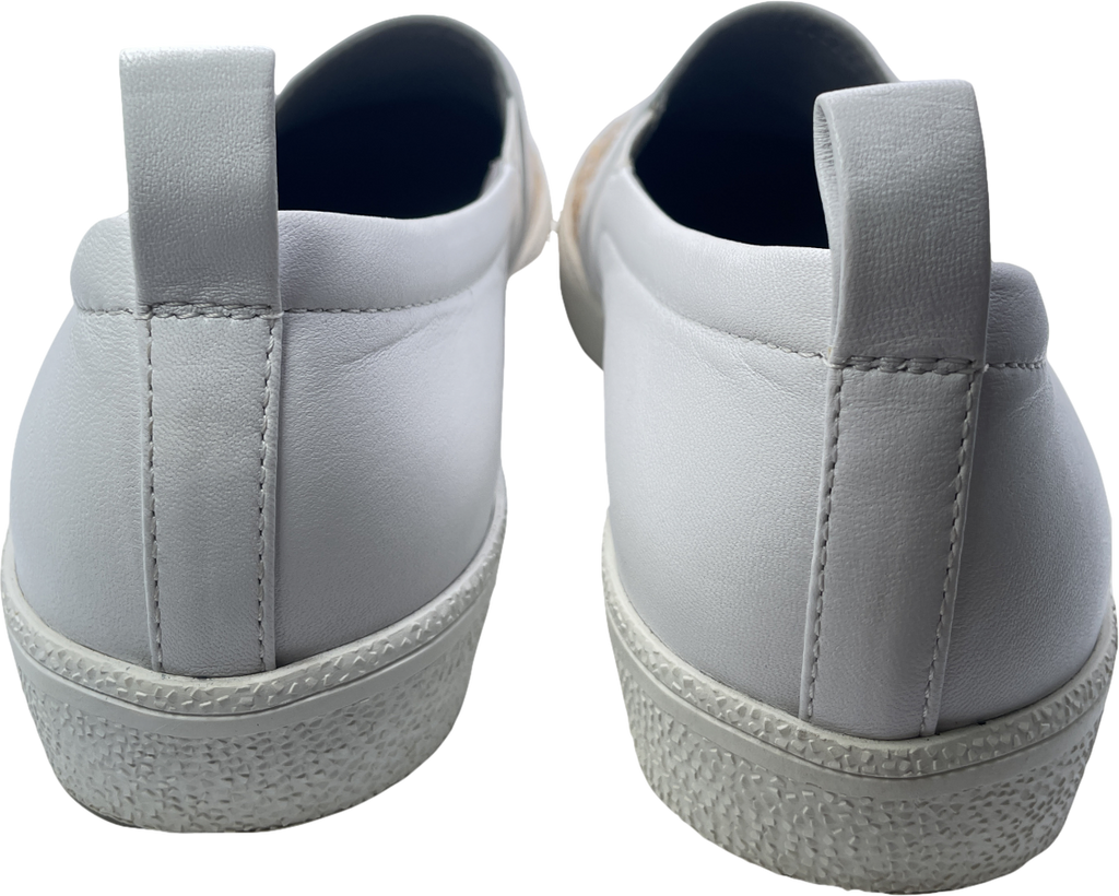 Gina White White/gold Leather & Crystal Embellished Satin Gioia Slip On Skate Sneakers Trainers UK 4 EU 37 👠