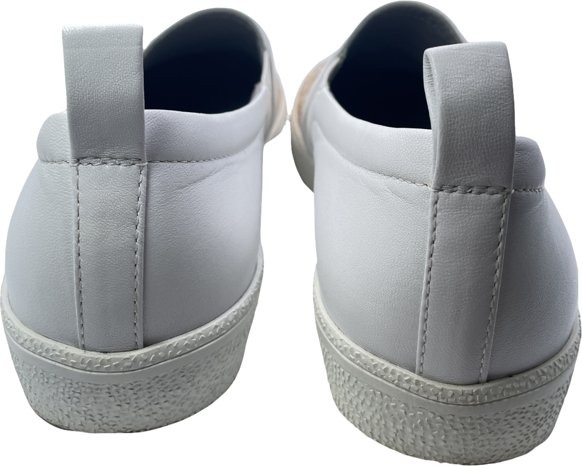 Gina White White/gold Leather & Crystal Embellished Satin Gioia Slip On Skate Sneakers Trainers UK 4 EU 37 👠