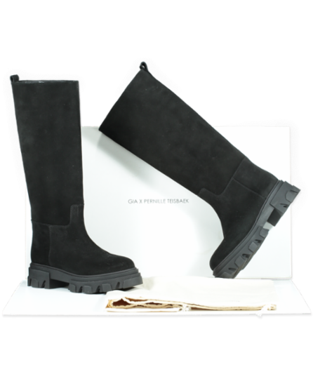 GIA BORGHINI Black Gia X Pernille Teisbaek Perni 07 Suede Boots UK 5 EU 38 👠