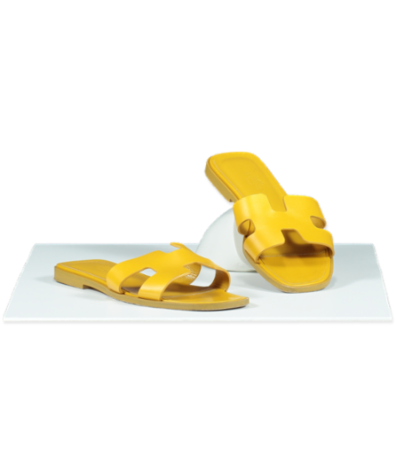 Hermès Yellow Ocre Jaune Oran Sandals UK 4 EU 37 👠