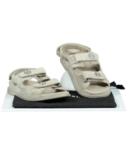 Chanel Grey Suede Quilted Dad Sandals UK 5 EU 38 👠