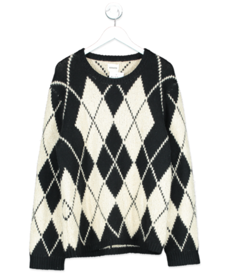 Khaite Black / Camel Siro Argyle Cashmere And Silk Sweater UK M