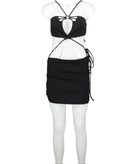h:ours Black Simone Mini Dress UK S