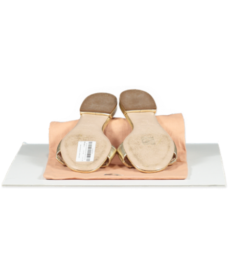 Miu Miu Metallic Gold Oversize Crystal Mordoré Mules UK 4.5 EU 37.5 👠